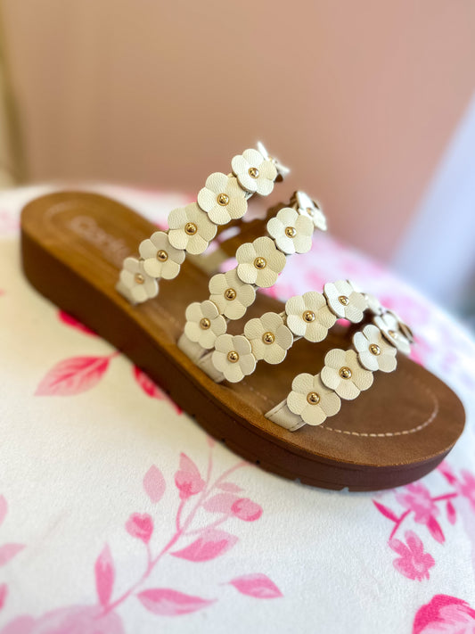 CORKY'S: Garden Party White Floral Sandals