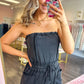 Sloane Strapless Jumpsuit - Ash Black