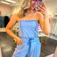 Sloane Strapless Jumpsuit - Washed Blue