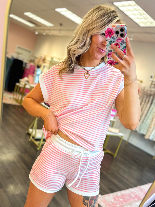 Weekend Ready Striped Short Set