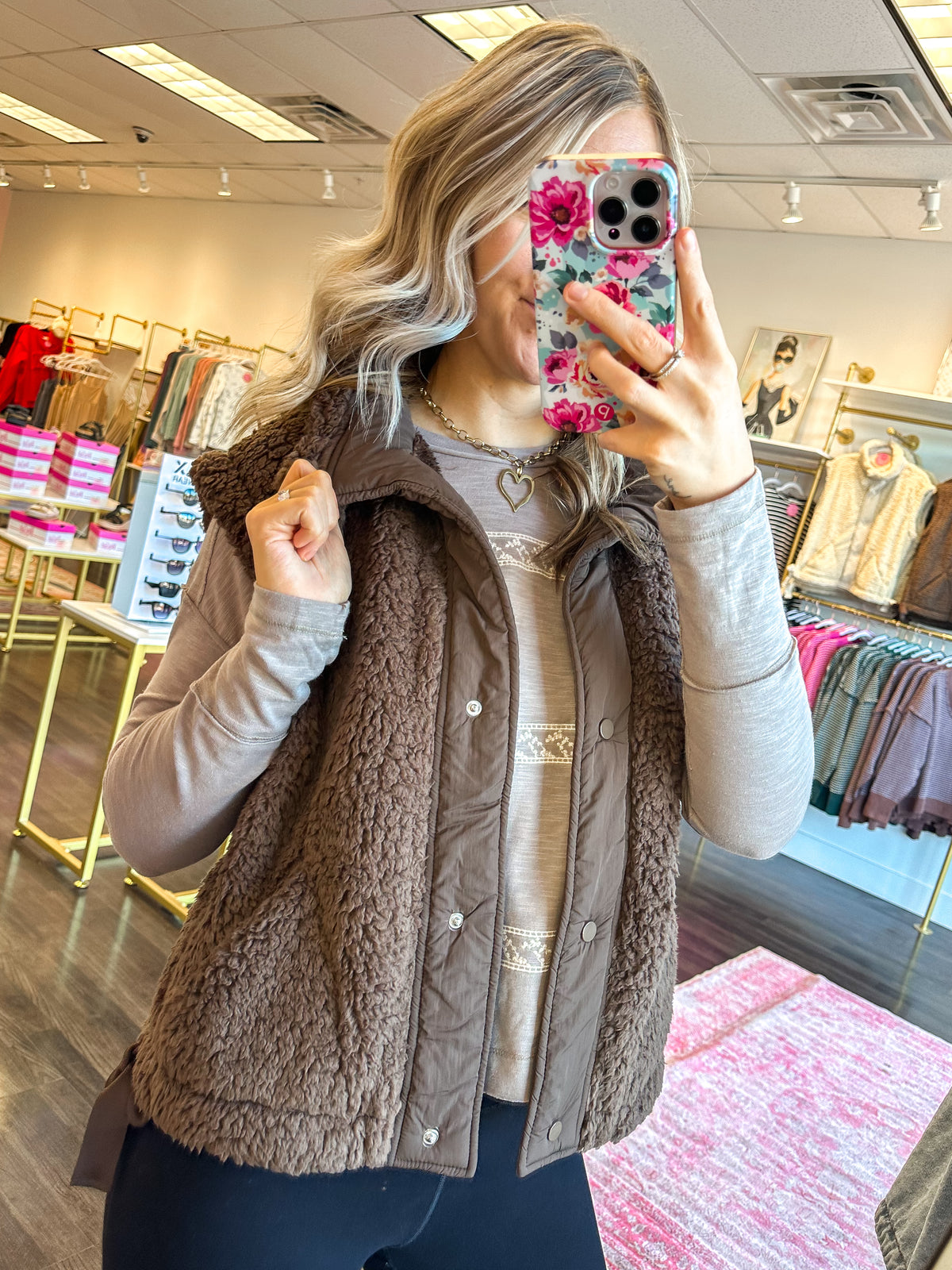 Bailey Button Down Fleece Sherpa Vest - Coco