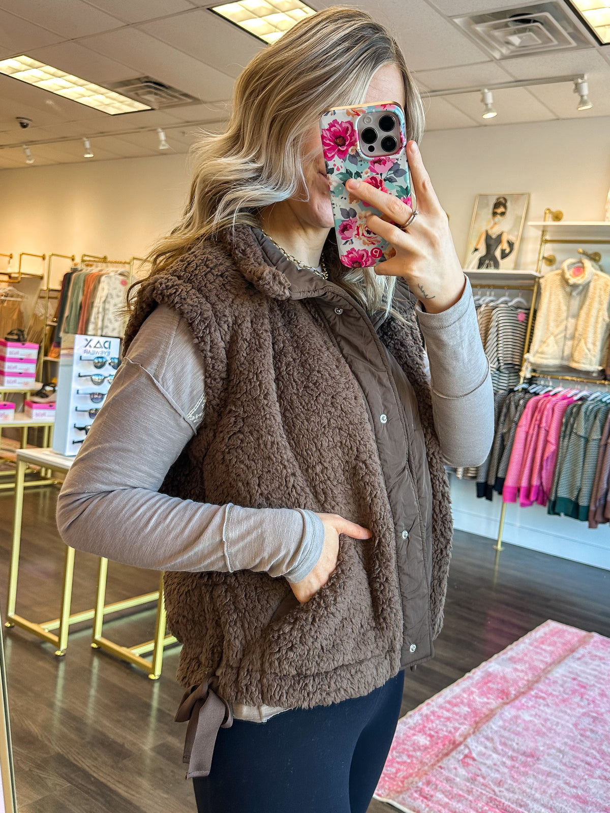 Bailey Button Down Fleece Sherpa Vest - Coco