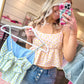 Penelope Printed Gingham Ruffle Tank Top