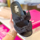 CORKY'S: Lil Bit Knotty Sandals - Black White Polka Dots