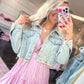 Rebel Ripped Cropped Denim Jacket - Light Wash