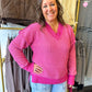 Callie Contrast Stitch Sweater - Hot Pink