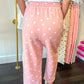 Dottie Scuba Barrel Lounge Pants - Light Pink/White