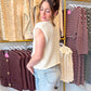 Beverly Button Knit Vest Top - Cream