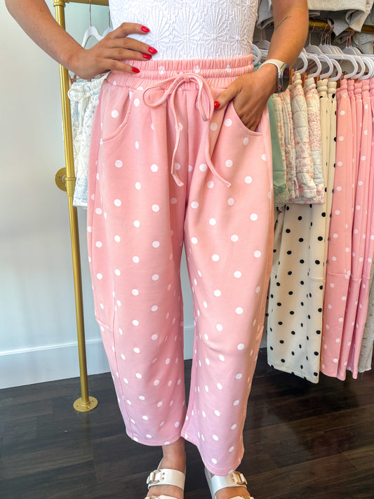 Dottie Scuba Barrel Lounge Pants - Light Pink/White
