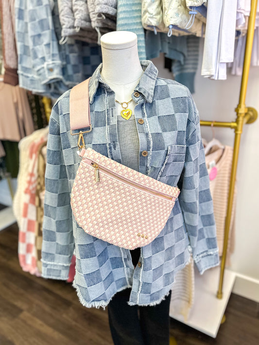 Westlyn Woven Bum Bag - Checkered Blush