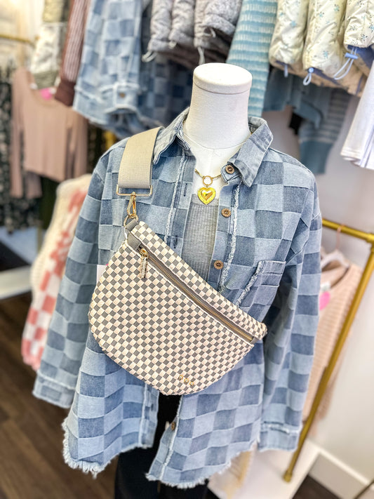 Westlyn Woven Bum Bag - Checkered Gray