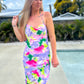 Tropical Tahiti Tie Dye Print Backless Dress - Multi 