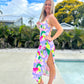 Tropical Tahiti Tie Dye Print Backless Dress - Multi 