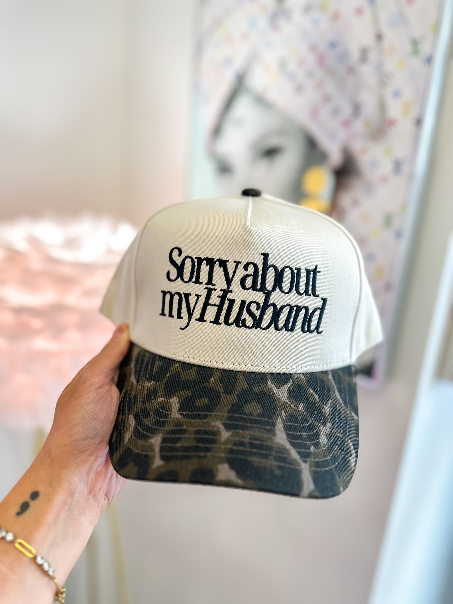 Sorry About My Husband - Cheetah Vintage Trucker Hat