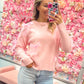 Brinley Bow Applique Soft Sweater Top - Pink