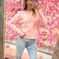 Brinley Bow Applique Soft Sweater Top - Pink