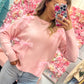 Brinley Bow Applique Soft Sweater Top - Pink