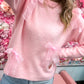 Brinley Bow Applique Soft Sweater Top - Pink