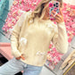 Brinley Bow Applique Soft Sweater Top - Oatmeal