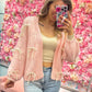 Rosie Ribbon Charm Knit Cardigan - Pink