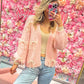 Rosie Ribbon Charm Knit Cardigan - Pink