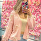 Rosie Ribbon Charm Knit Cardigan - Pink