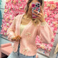 Rosie Ribbon Charm Knit Cardigan - Pink