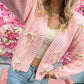 Rosie Ribbon Charm Knit Cardigan - Pink