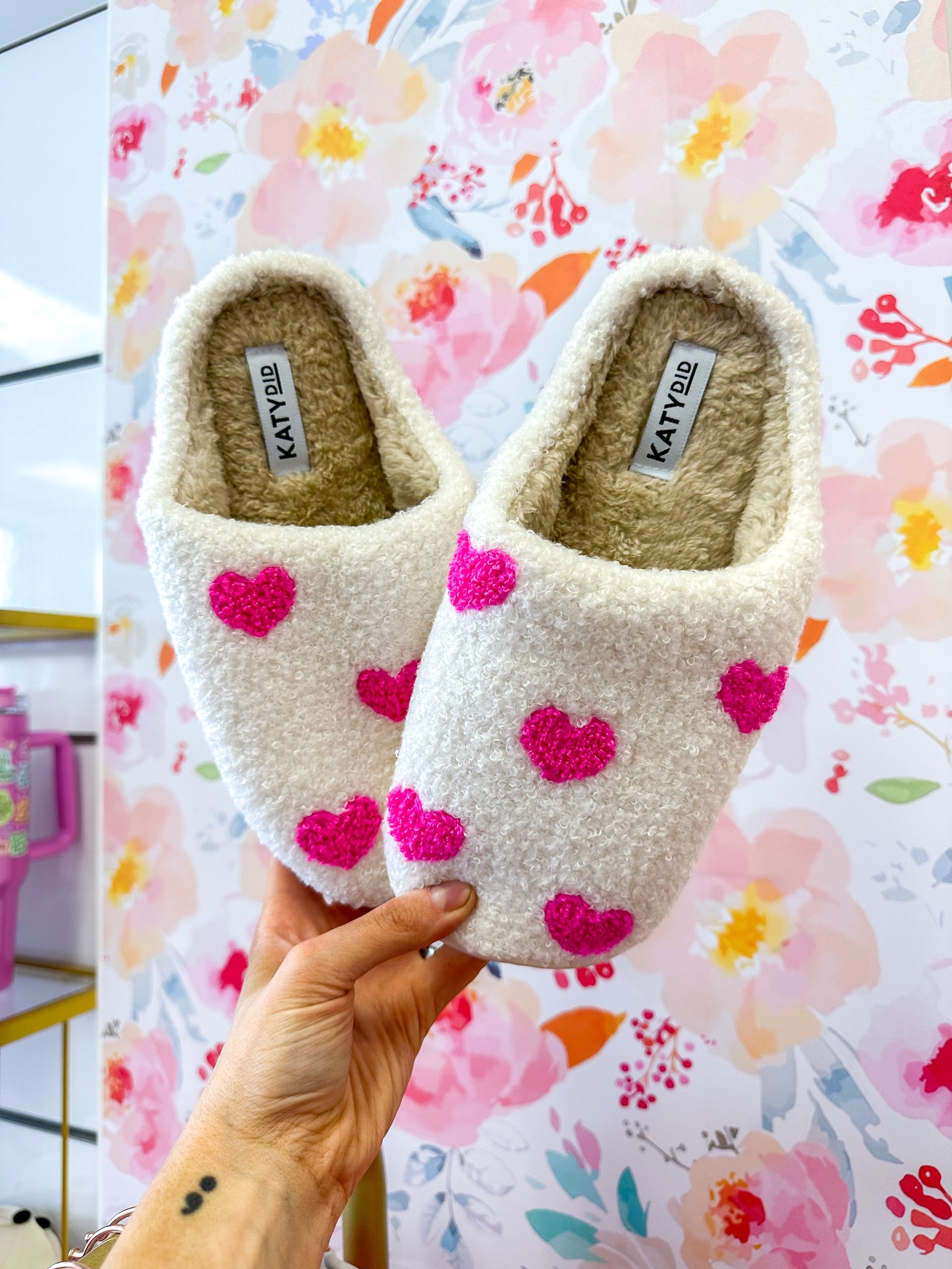 Pink Hearts Slippers