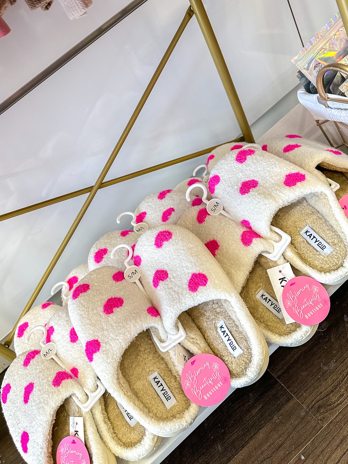 Pink Hearts Slippers