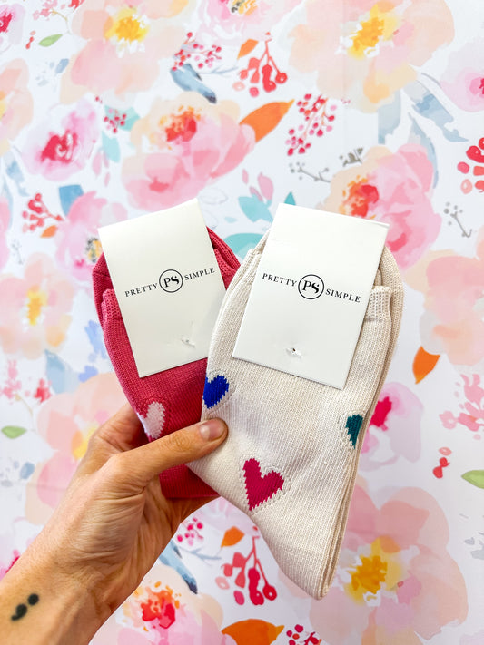 Forever & Always Valentine's Heart Mid-Calf Socks