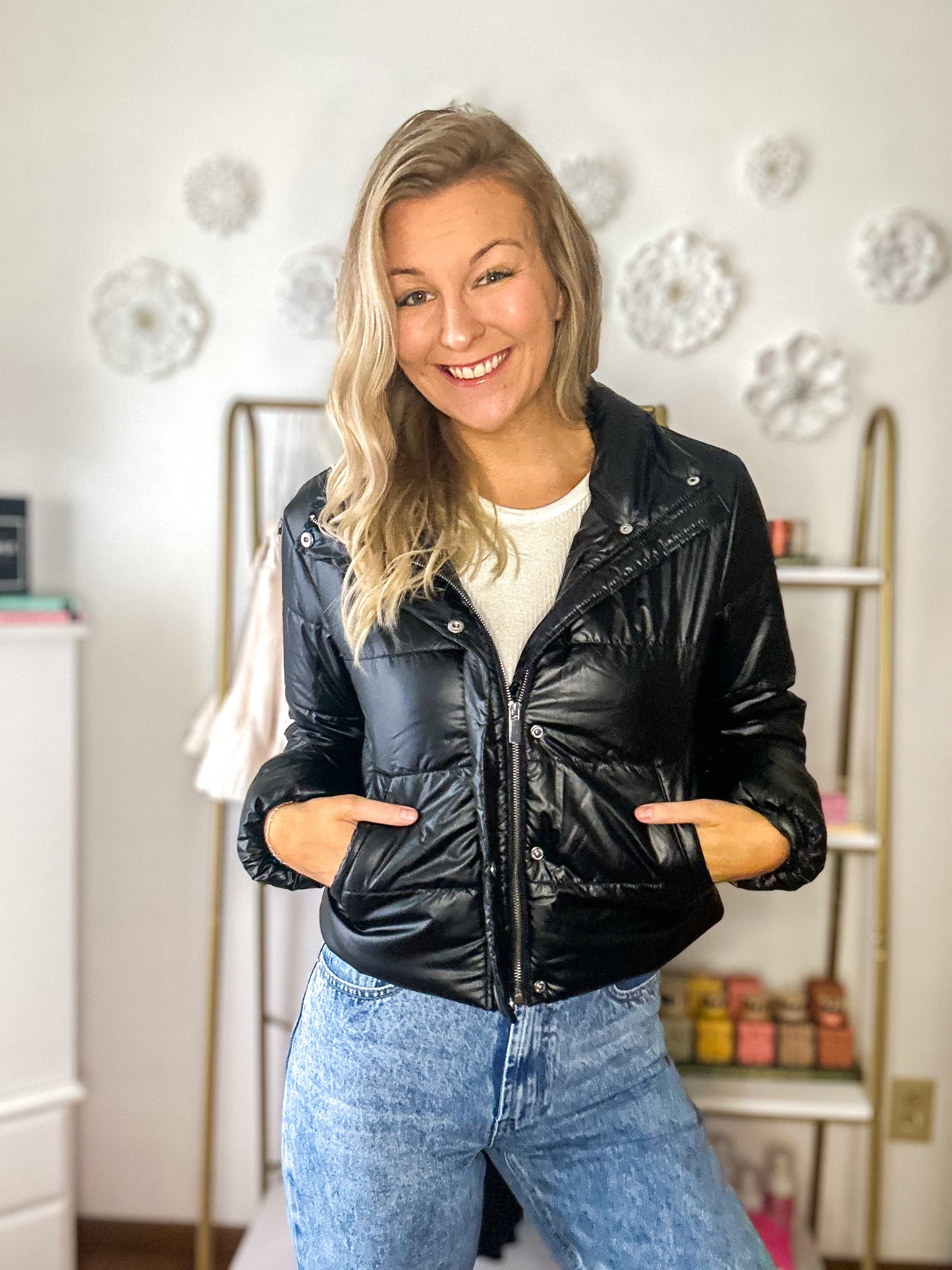 Blakeley Black Puff Crop Jacket