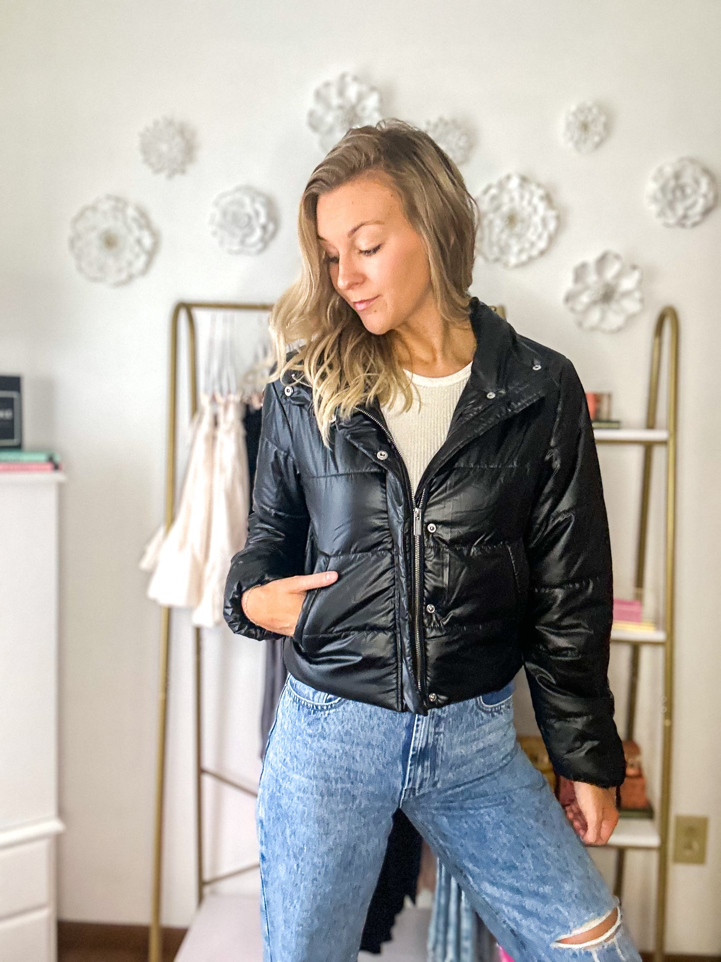 Blakeley Black Puff Crop Jacket