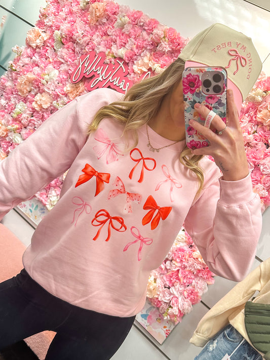 Pink & Red Bows Crewneck