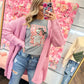 Clementine Chunky Waffle Knit Cardigan - Candy Pink