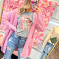 Clementine Chunky Waffle Knit Cardigan - Candy Pink