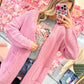 Clementine Chunky Waffle Knit Cardigan - Candy Pink