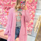 Clementine Chunky Waffle Knit Cardigan - Candy Pink