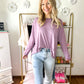 Marleigh Mineral Washed Round Neckline Long Sleeve Top - Mauve