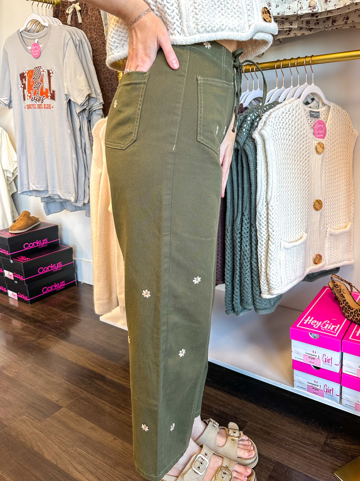 Fallon Floral Embroidered Barrel Pants