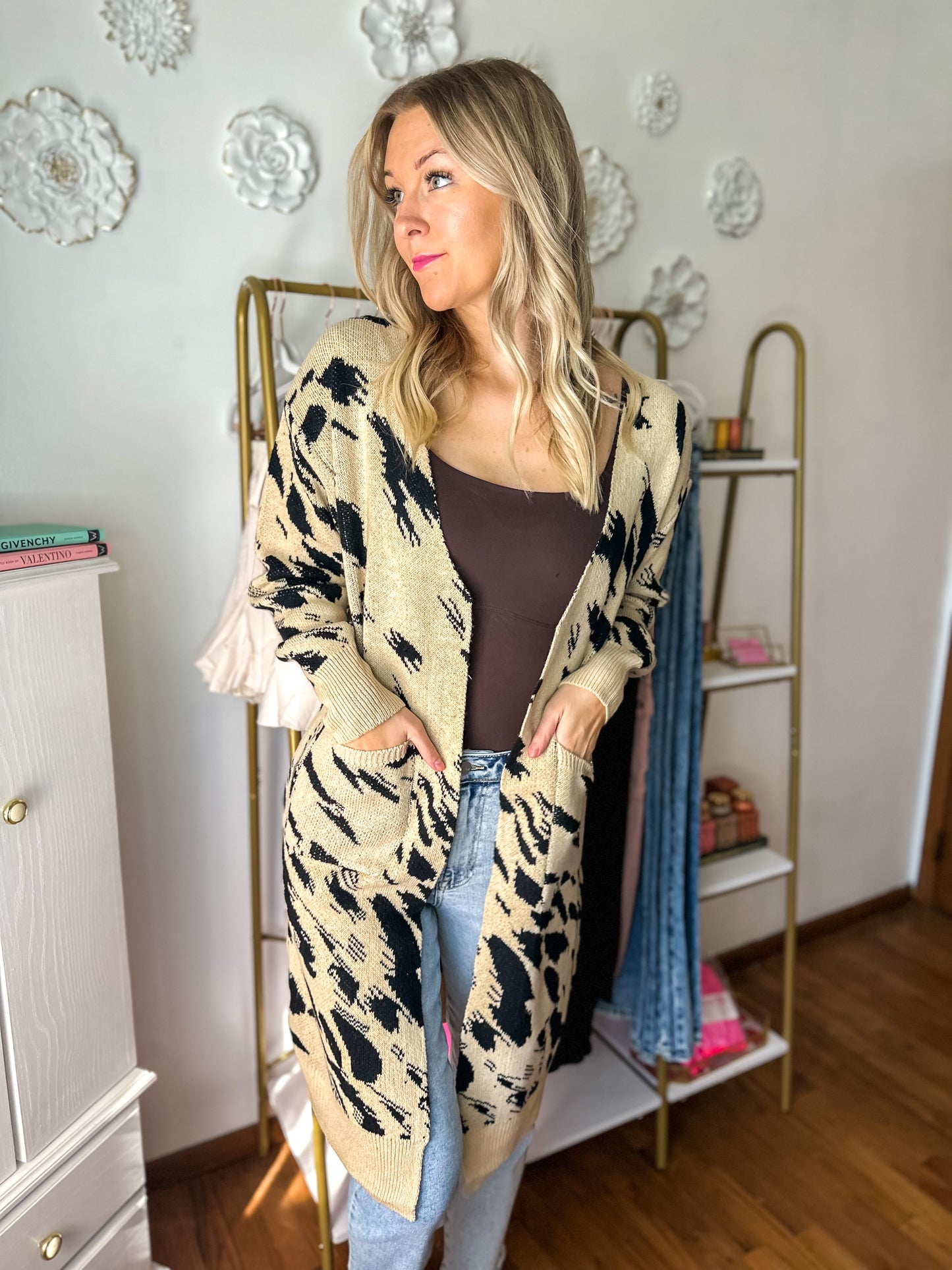 Harper Heavyweight Animal Print Cardigan