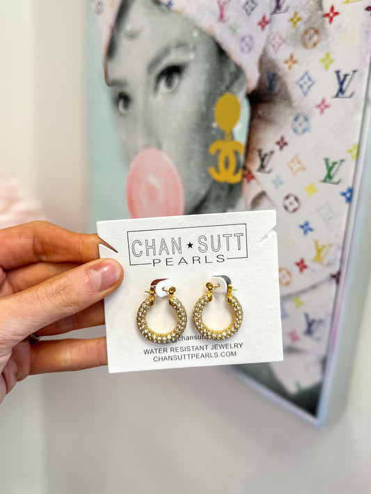 Gold Medium Diamond Hoops
