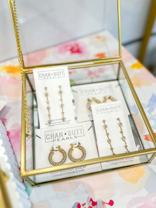 Gold Medium Diamond Hoops