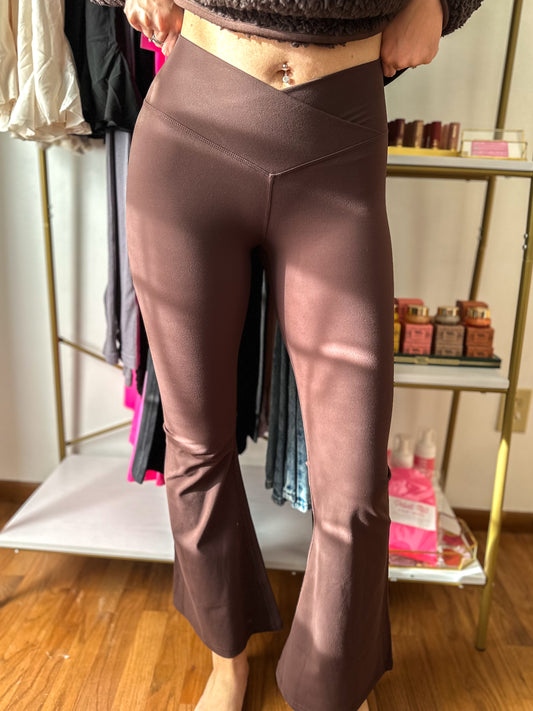 Carrigan Chocolate High Waist Crossover Flare