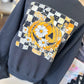 Floral Checkered Pumpkin Crewneck