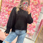 Ultra Cozy Sherpa Side Slit Sweater - Black