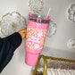 Keep Growing Floral  - 40 Oz. Light Pink Shimmer Tumbler