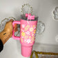 Keep Growing Floral  - 40 Oz. Light Pink Shimmer Tumbler