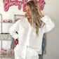 Elle Cotton Gauze Woven Shirt Top & Shorts Set - White