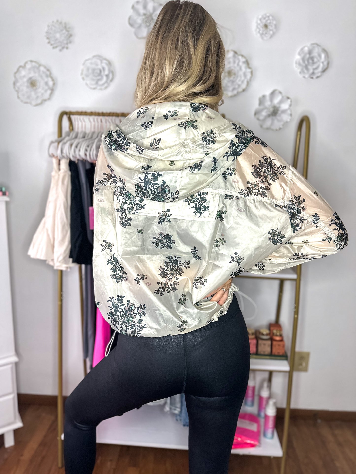 Frankie Floral Long Sleeve Zip Hoodie Windbreaker